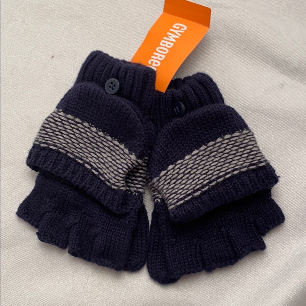 Gymboree navy blue fingerless gloves with mitten tops M